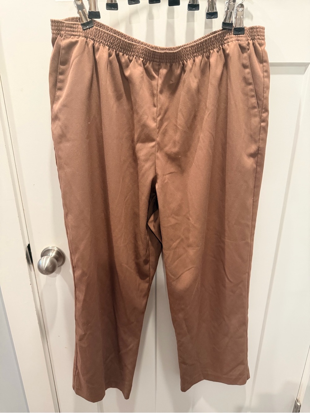Alfred Dunner Woman 16W Brown Pull On Pants Elastic Waist + Size Comfort Slacks